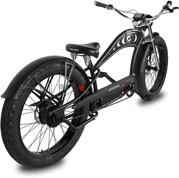 Cyclone E-Bike with Head Light & Fender, Color: Matte-Black, Rims Black