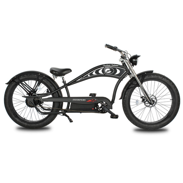 Cyclone E-Bike with Head Light & Fender, Color: Matte-Black, Rims Black